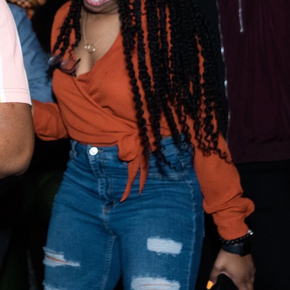 Forever 21 Sheer Burnt Orange Wrap Top